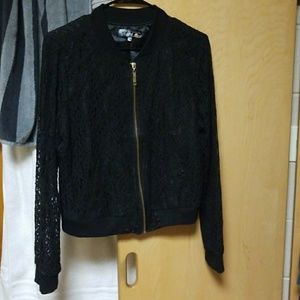 Black lace bomber